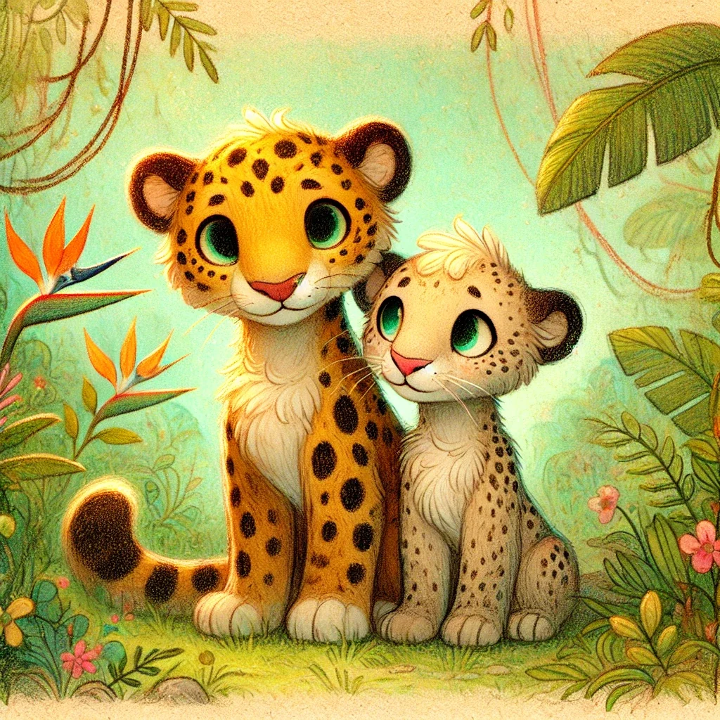 Cheetah family in a tropical forest