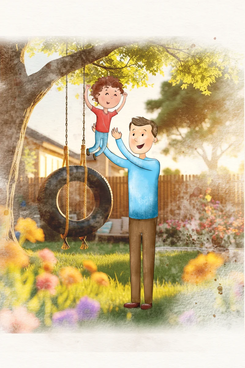 Watercolor children’s book illustration, scene 1